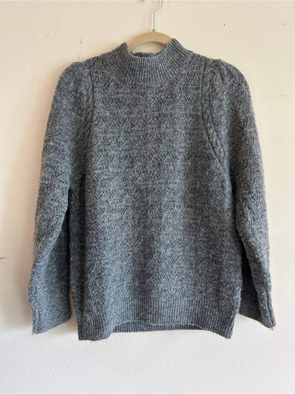 Listicle Heather Gray Mock Neck Cable Knit Sweater